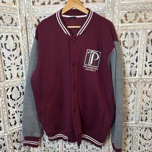 Vintage MV Sport Burgundy Grey Academia Cardigan Knit Crewneck Mens XL Varsity